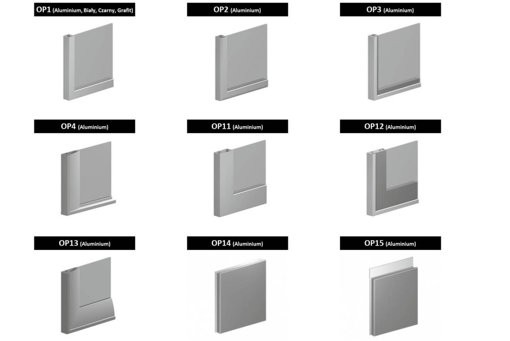 Fronty szklane OPAL - dostępne wersje